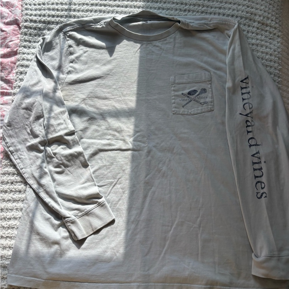Vineyard Vines Gray/ Light Blue Long Sleeve Men's Shirt